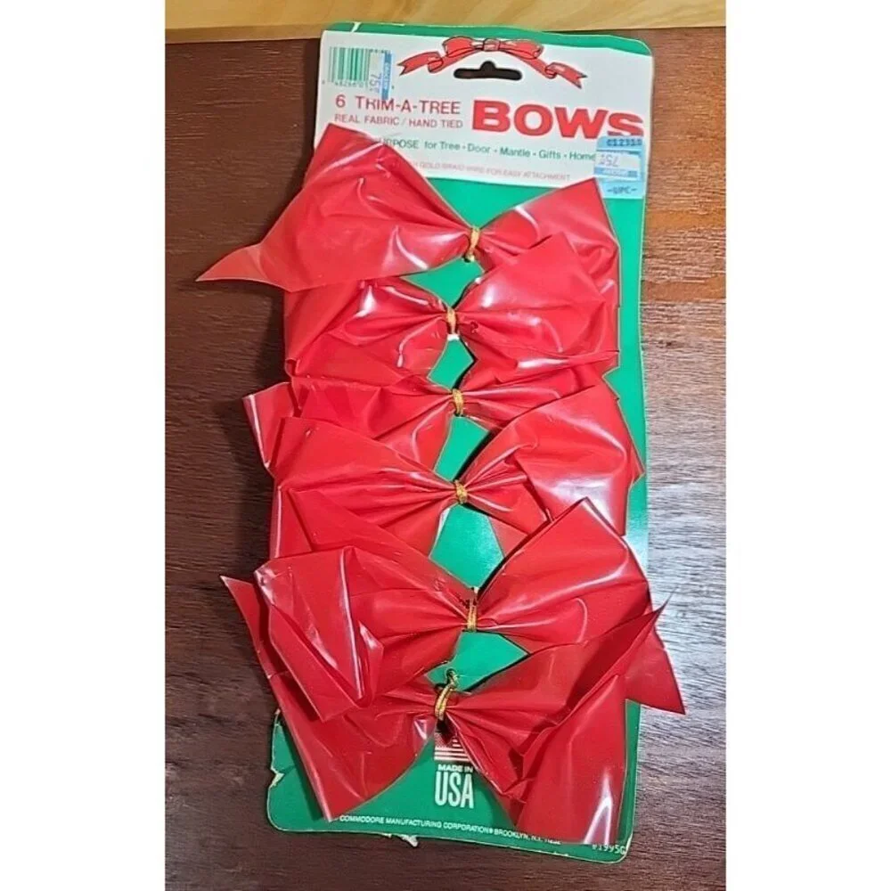 Vintage Trim-a-Tree Bows 6 Pack NEW In Package Christmas Decor Old Stock